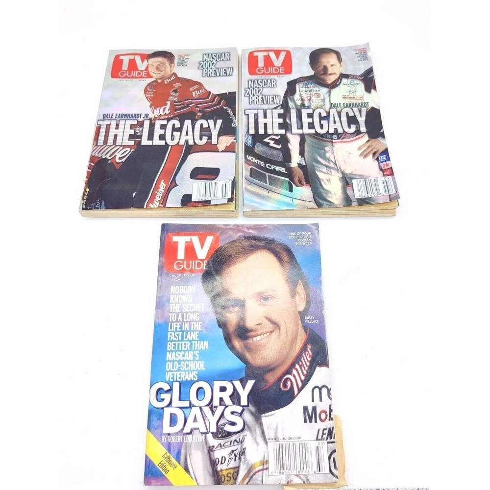 Vintage NASCAR TV Guides Lot Collectors Covers Glory Days Dale Earnhart 2000-'02